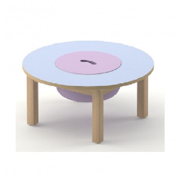 Table ronde avec rangement central 